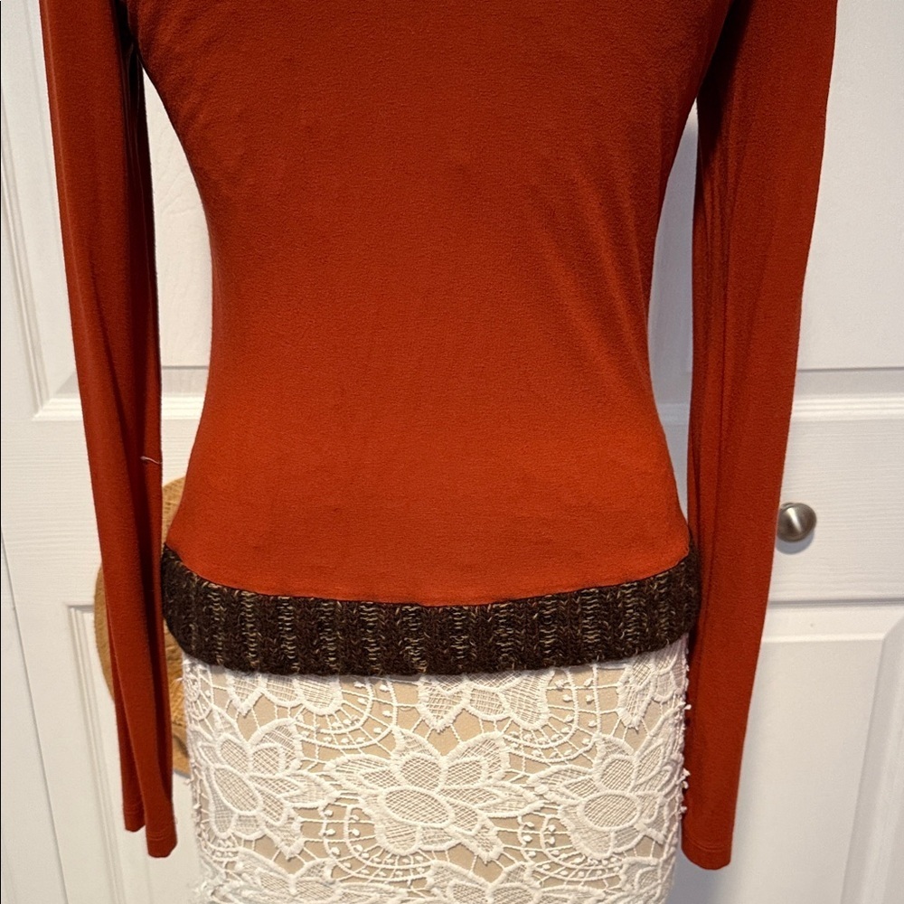 Dolce Gabbana Rust Long Sleeve Turtleneck Top M - Picture 7 of 13